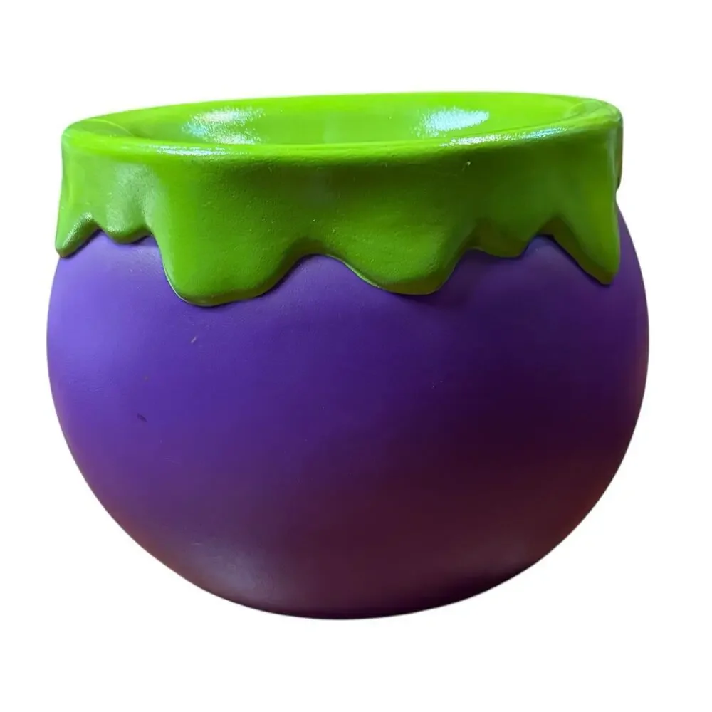 Mr. Christmas Halloween Cauldron Purple Green Orange Lit Blow Mold Candy Bowl